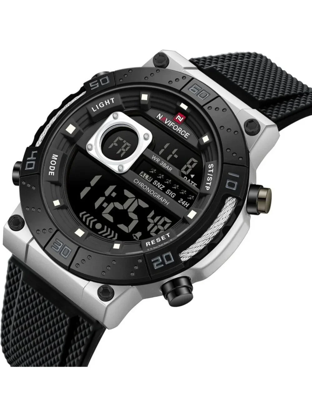 Men's Black Analog Quartz Military Waterproof Sports Chronograph Digital Watch
